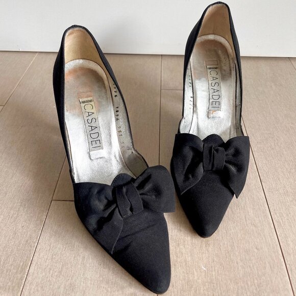 Casadei Black Bow Pointed Heels - Picture 7 of 7